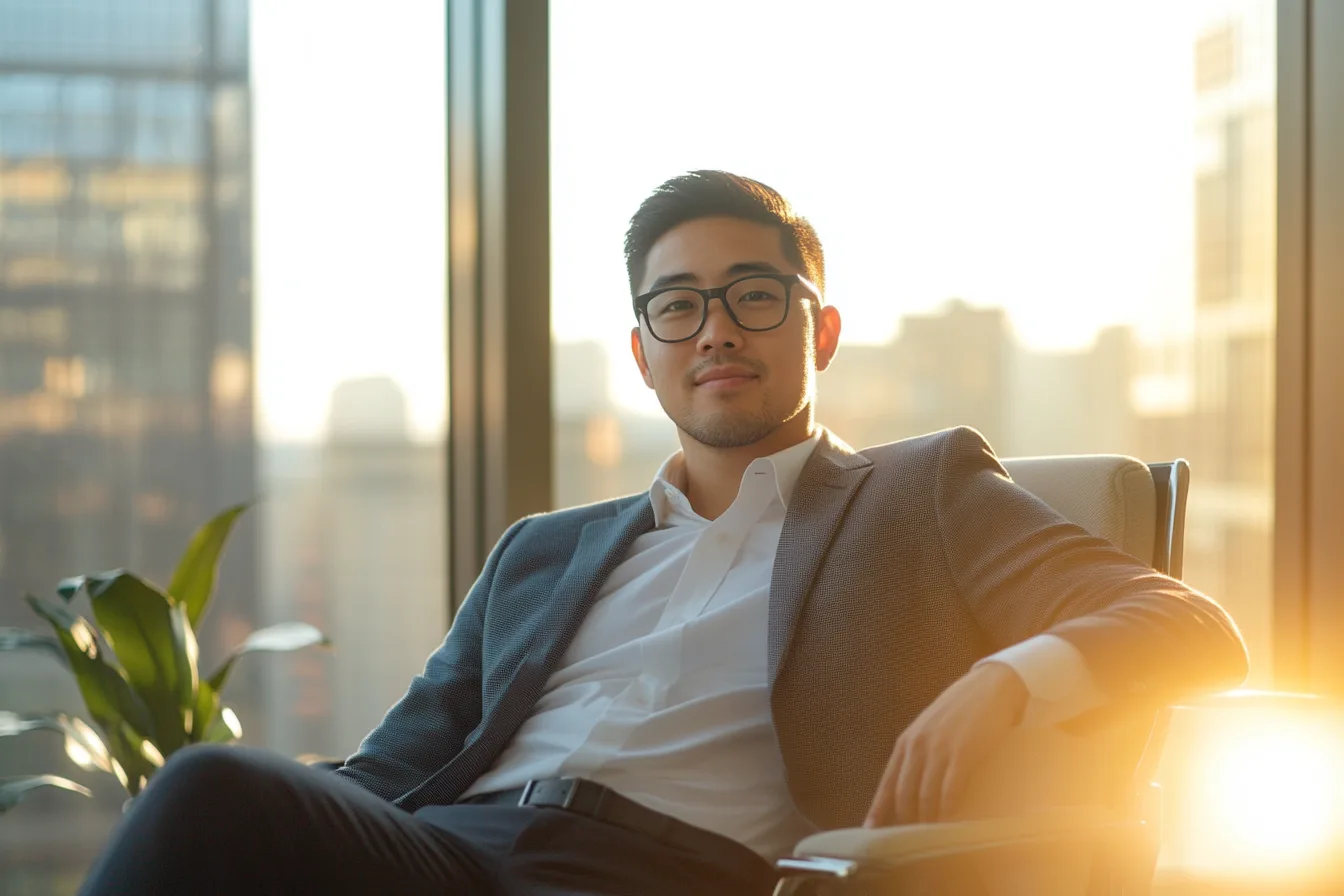 Professional man satisfied with flexible loan terms